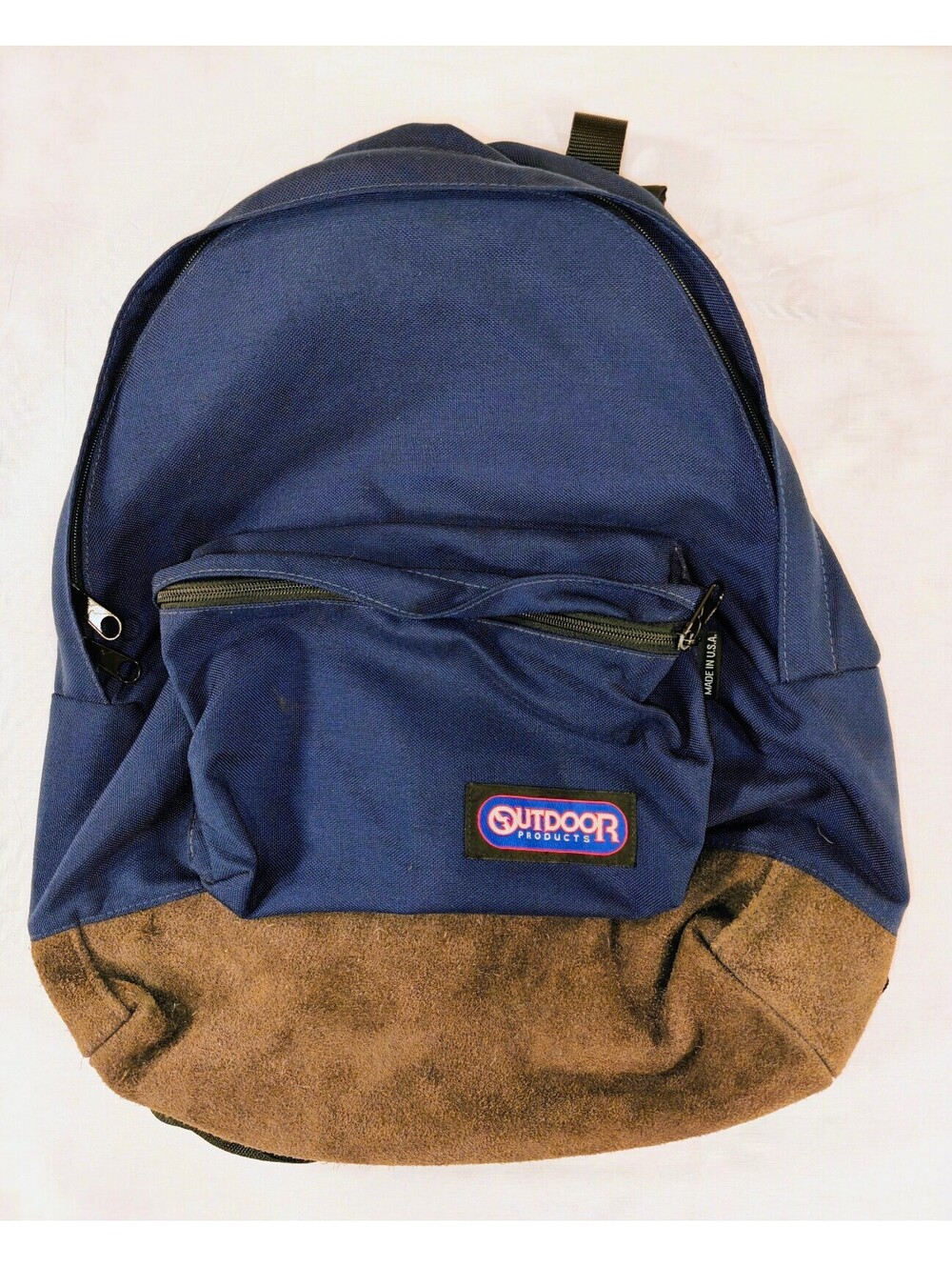 Outdoor Products Navy Blue and Brown Suede Bottom Backpack